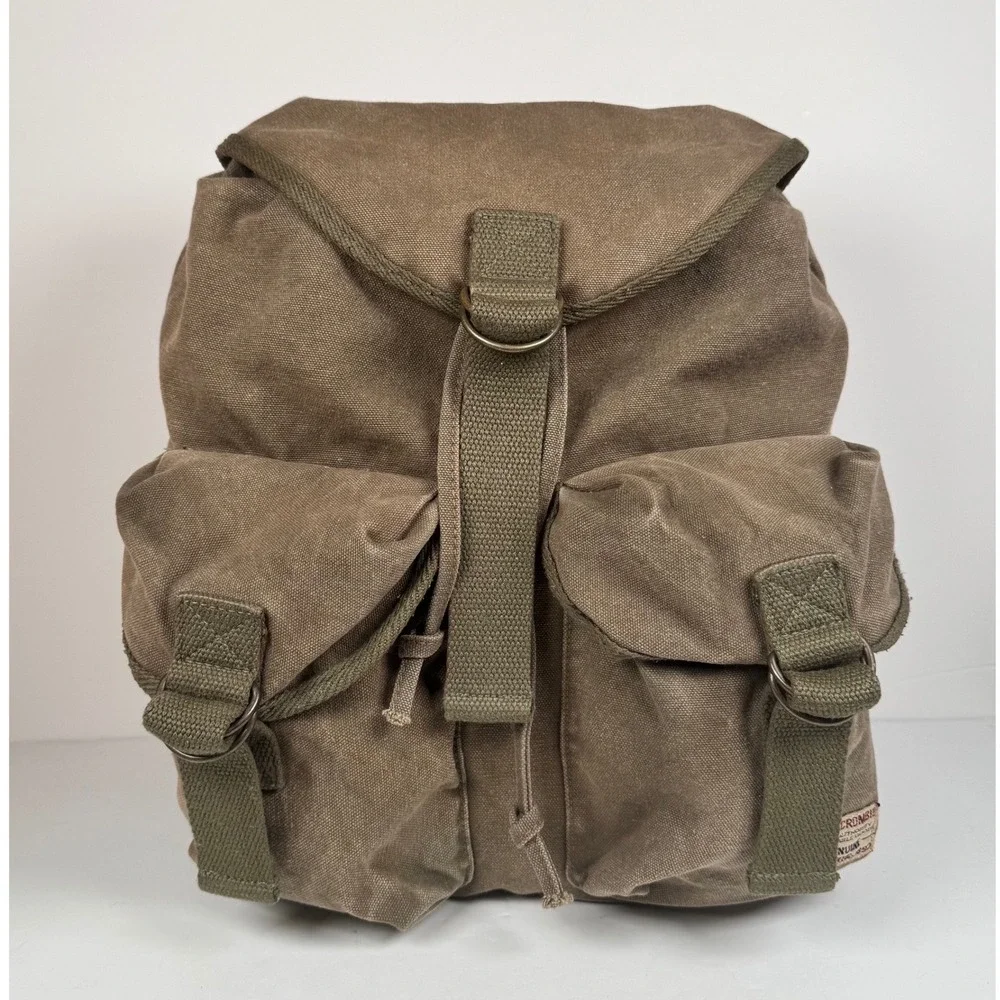 Abercrombie & Fitch Canvas Drawstring Rucksack Military Backpack Vintage Rare
